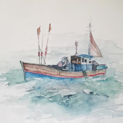 aquarelle bretagne bateau pecheur