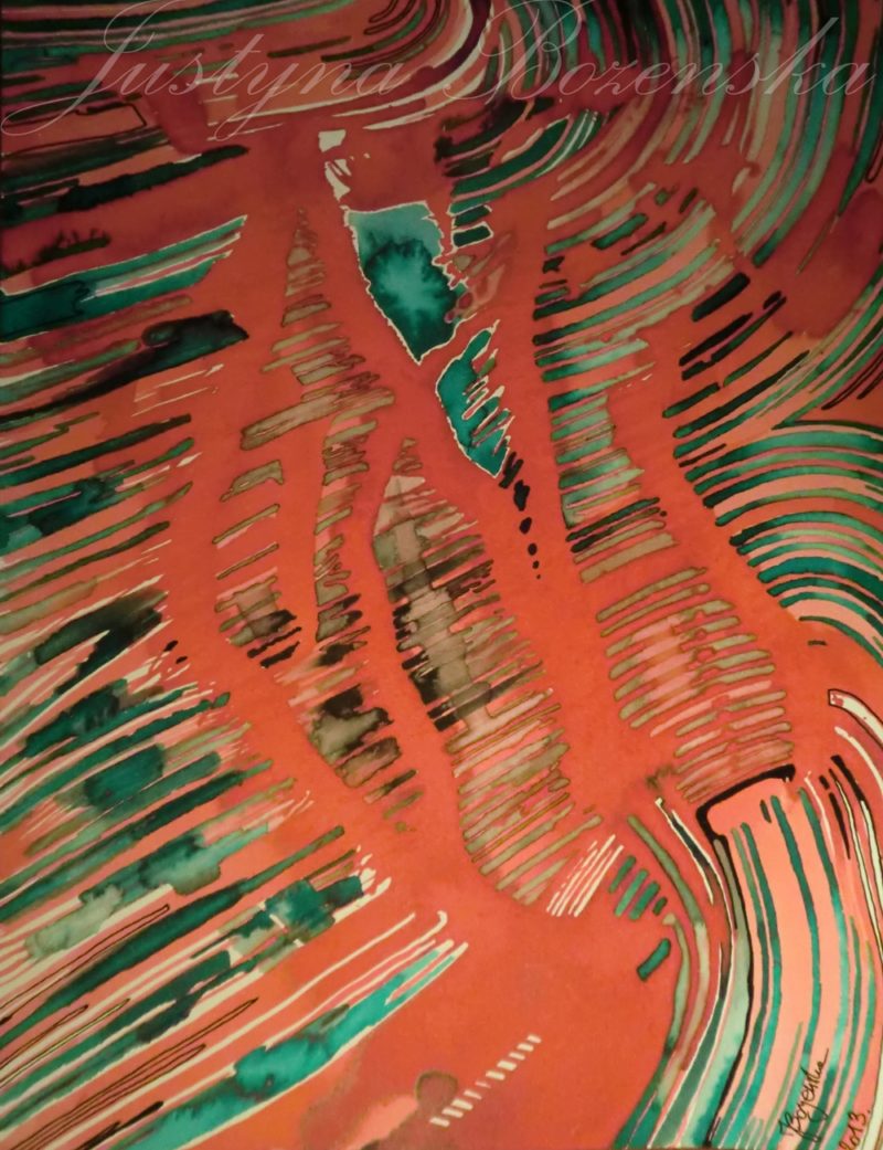 tableau ancre de chine feutres couleurs abstrait 15