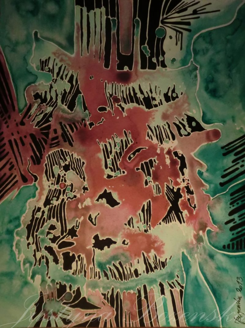 tableau ancre de chine feutres couleurs abstrait 4