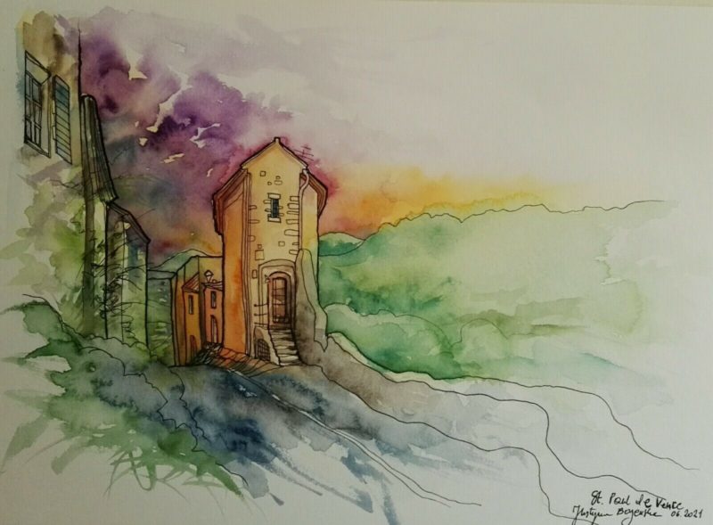 aquarelle saint paul de vence 1