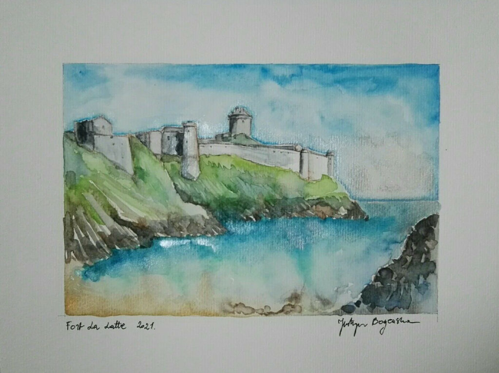 aquarelle bretagne fort la latte 2