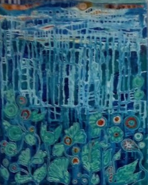 peinture acrylique jardin au bord de la fenetre