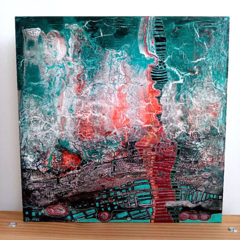 petit tableau acrylique abstrait finissions vernis brillant