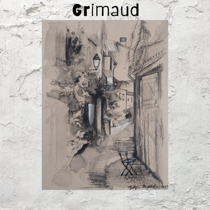 aquarelles du port grimaud et de la côte d’azur