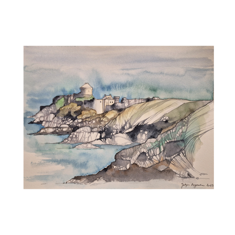 aquarelle fort la latte bretagne (3)